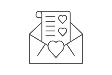 Aşk Harfi simgesi, mektup, romantizm, yazışma, aşk notu ince simgesi, düzenlenebilir vektör simgesi, piksel mükemmel, illüstratör ai dosyası