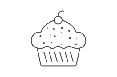 Kek ikonu, pasta, aşk, tatlı ince çizgi ikonu, düzenlenebilir vektör ikonu, piksel mükemmel, illüstratör ai dosyası