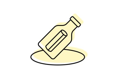 Bir şişe simgesi, mesaj, aşk, iletişim, romantik renk gölge ince simgesi, düzenlenebilir vektör simgesi, piksel mükemmel, illüstratör ai dosyası