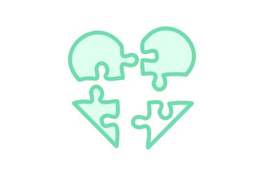 Kalp Bulmacası simgesi, bulmaca, aşk, oyun, meydan okuma duoton satır simgesi, düzenlenebilir vektör simgesi, piksel mükemmel, illüstratör ai dosyası