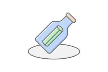 Bir şişe simgesi, mesaj, aşk, iletişim, romantik çizgi renk simgesi, düzenlenebilir vektör simgesi, piksel mükemmel, illüstratör ai dosyası