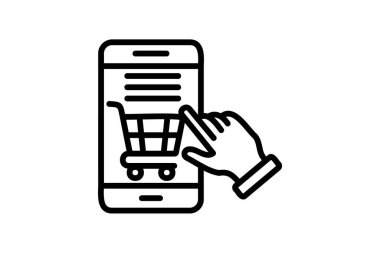 Mobil Alışveriş simgesi, mobil, alışveriş, akıllı telefon, e-ticaret hattı simgesi, düzenlenebilir vektör simgesi, piksel mükemmel, illüstratör ai dosyası