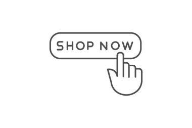 Shop Now düğme simgesi, şimdi alışveriş, düğme, eyleme çağrı, İnce satır simgesi satın alma, düzenlenebilir vektör simgesi, piksel mükemmel, illüstratör ai dosyası