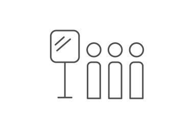 Alışveriş kuyruğu simgesi, kuyruk, müşteri, müşteri, bekleme, kalabalık ince çizgi simgesi, düzenlenebilir vektör simgesi, piksel mükemmel, illüstratör ai dosyası