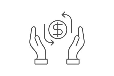 Cashback simgesi, para, geri, iade, geri ödeme, ince çizgi simgesi, düzenlenebilir vektör simgesi, piksel mükemmel, illüstratör ai dosyası