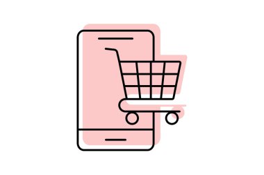 Çevrimiçi Alışveriş simgesi, çevrimiçi, alışveriş, e-ticaret, perakende renk inceliği simgesi, düzenlenebilir vektör simgesi, piksel mükemmel, illüstratör ai dosyası