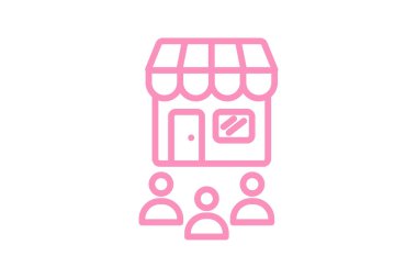 Kalabalık Mağaza simgesi, kalabalık, depolama, alışveriş, perakende duoton satışı simgesi, düzenlenebilir vektör simgesi, piksel mükemmel, illüstratör ai dosyası