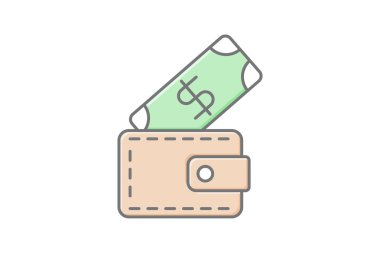 Para simgesi, cüzdan, para, para, finans lineal renk simgesi, düzenlenebilir vektör simgesi, piksel mükemmel, illüstratör ai dosyası