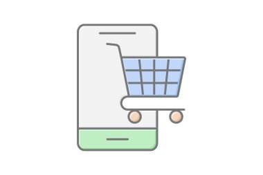 Çevrimiçi Alışveriş simgesi, çevrimiçi, alışveriş, e-ticaret, perakende renk simgesi, düzenlenebilir vektör simgesi, piksel mükemmel, illüstratör ai dosyası