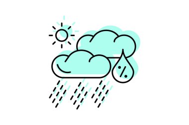 Yağış simgesi, yağmur, hava, ikon, kar rengi ince çizgi simgesi, düzenlenebilir vektör simgesi, piksel mükemmel, çizer ai dosyası