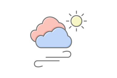 Windy simgesi, rüzgar, hava, ikon, esintili çizgi renk simgesi, düzenlenebilir vektör simgesi, piksel mükemmel, illüstratör ai dosyası