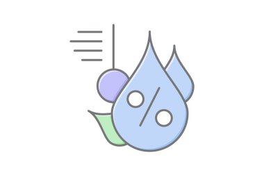 Nem simgesi, nem, hava, ikon, rutubet lineal renk simgesi, düzenlenebilir vektör simgesi, piksel mükemmel, illüstratör ai dosyası