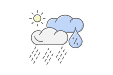 Yağış simgesi, yağmur, hava, ikon, kar çizgisi renk simgesi, düzenlenebilir vektör simgesi, piksel mükemmel, illüstratör ai dosyası