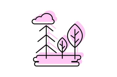 Peyzaj simgesi, manzara, doğa, görünüm, panorama renk gölge ince simgesi, düzenlenebilir vektör simgesi, piksel mükemmel, illüstratör ai dosyası