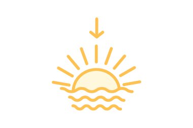 Günbatımı simgesi, alacakaranlık, akşam, güneş, ufuk çizgisi simgesi, düzenlenebilir vektör simgesi, piksel mükemmel, illüstratör ai dosyası