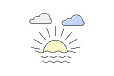 Gün doğumu simgesi, şafak, sabah, güneş, ufuk çizgisi renk simgesi, düzenlenebilir vektör simgesi, piksel mükemmel, illüstratör ai dosyası