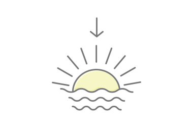 Günbatımı simgesi, alacakaranlık, akşam, güneş, ufuk çizgisi renk simgesi, düzenlenebilir vektör simgesi, piksel mükemmel, illüstratör ai dosyası