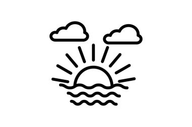 Gün doğumu simgesi, şafak, sabah, güneş, ufuk çizgisi simgesi, düzenlenebilir vektör simgesi, piksel mükemmel, illüstratör ai dosyası