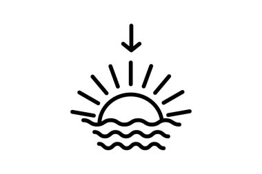 Günbatımı simgesi, alacakaranlık, akşam, güneş, ufuk çizgisi simgesi, düzenlenebilir vektör simgesi, piksel mükemmel, illüstratör ai dosyası