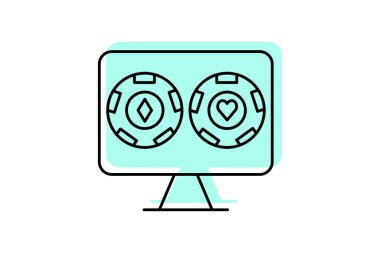 Kumarhane oyunları simgesi, oyun, oyun, kumar, şans rengi gölge inceliği simgesi, düzenlenebilir vektör simgesi, piksel mükemmel, illüstratör ai dosyası