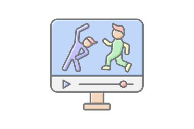 Sanal Çalıştırma simgesi, çalışma, çevrimiçi, egzersiz, fitness lineal renk simgesi, düzenlenebilir vektör simgesi, piksel mükemmel, illüstratör ai dosyası