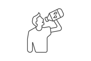 Su emme simgesi, emme, su alma, içme, sıvılar ince çizgi simgesi, düzenlenebilir vektör simgesi, piksel mükemmel, illüstratör ai dosyası