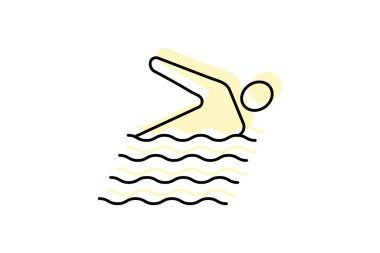 Yüzme simgesi, yüzme, havuz, turlar, vuruş rengi gölge ince simgesi, düzenlenebilir vektör simgesi, piksel mükemmel, illüstratör ai dosyası