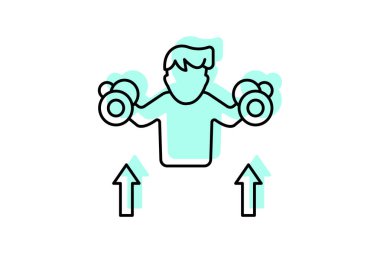 Üst Vücut Çalışması simgesi, egzersiz, kollar, göğüs, omuz rengi gölge inceltme simgesi, düzenlenebilir vektör simgesi, piksel mükemmel, illüstratör ai dosyası