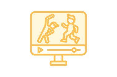 Sanal Çalıştırma simgesi, çalışma, çevrimiçi, egzersiz, fitness duotone satır simgesi, düzenlenebilir vektör simgesi, piksel mükemmel, illüstratör ai dosyası