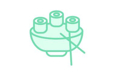 Suşi ikonu, suşi barı, suşi restoranı, suşi menüsü, suşi ruloları duoton hat ikonu, düzenlenebilir vektör ikonu, piksel mükemmel, illüstratör ai dosyası