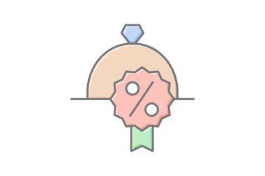 Anlaşma simgesi, indirimler, işaretler, fiyat kesintileri, özel teklifler doğrusal renk simgesi, düzenlenebilir vektör simgesi, piksel mükemmel, illüstratör ai dosyası