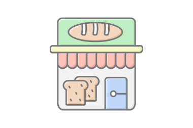 Fırın simgesi, afiş, kutlama, simge, bayram bayrağı çizgi renk simgesi, düzenlenebilir vektör simgesi, piksel mükemmel, illüstratör ai dosyası