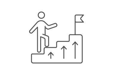 Kariyer geliştirme simgesi, profesyonel gelişme, kariyer gelişimi, kariyer planlaması ince çizgi simgesi, düzenlenebilir vektör simgesi, piksel mükemmel, illüstratör ai dosyası