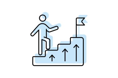 Kariyer geliştirme simgesi, profesyonel gelişme, kariyer gelişimi, kariyer planlaması gölge çizgisi simgesi, düzenlenebilir vektör simgesi, piksel mükemmel, illüstratör ai dosyası