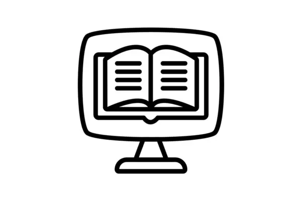 Ikona Bibliotek Cyfrowych Biblioteki Online Wirtualne Biblioteki Biblioteki Elektroniczne Ikona Ilustracja Stockowa