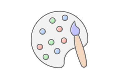 Sanat simgesi, sanatsal çalışma, sanatsal araştırma, sanatsal araştırma, görsel sanatlar çizgisel renk simgesi, düzenlenebilir vektör simgesi, piksel mükemmel, illüstratör ai dosyası