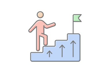 Kariyer geliştirme simgesi, profesyonel gelişme, kariyer gelişimi, kariyer planlama lineal renk simgesi, düzenlenebilir vektör simgesi, piksel mükemmel, illüstratör ai dosyası