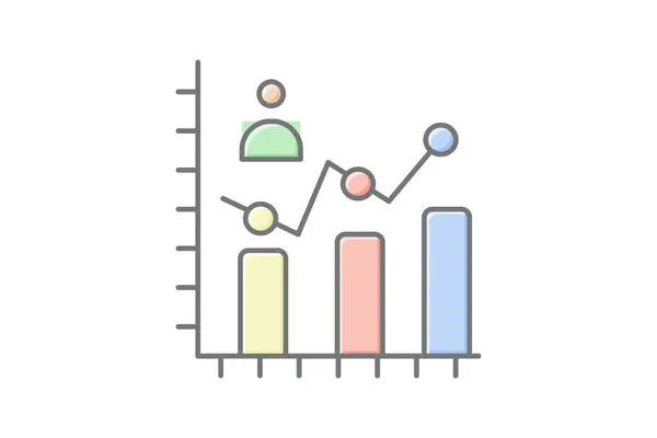 İlerleme izleme simgesi, ilerleme izleme, ilerleme değerlendirmesi, ilerleme değerlendirmesi, ilerleme ölçümü doğrusal renk simgesi, düzenlenebilir vektör simgesi, piksel mükemmel, illüstratör ai dosyası