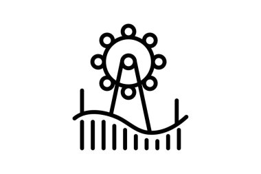 Çekim simgesi, cazibe, turistik yerler, turistik yerler, turizm merkezleri çizgisi simgesi, düzenlenebilir vektör simgesi, piksel mükemmel, illüstratör ai dosyası