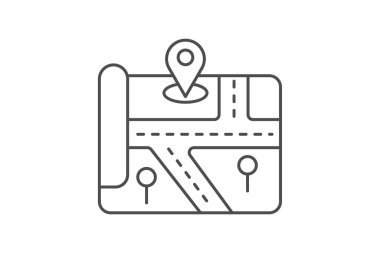 Harita simgesi, haritalama, navigasyon, GPS, GPS, navigasyon inceliği simgesi, düzenlenebilir vektör simgesi, piksel mükemmel, illüstratör ai dosyası