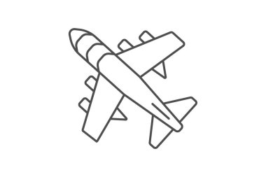 Uçak simgesi, uçaklar, uçak, ticari uçak, yolcu uçağı ince çizgi simgesi, düzenlenebilir vektör simgesi, piksel mükemmel, illüstratör ai dosyası