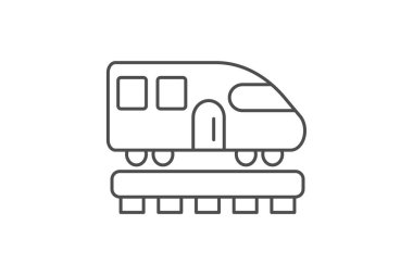 Tren simgesi, trenler, demiryolları, demiryolları, demiryolu taşımacılığı ince simgesi, düzenlenebilir vektör simgesi, piksel mükemmel, illüstratör ai dosyası