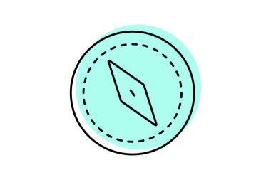 Pusula simgesi, navigasyon pusulası, yön pusulası, manyetik pusula, pusula uygulamaları renk gölge çizgisi simgesi, düzenlenebilir vektör simgesi, piksel mükemmel, illüstratör ai dosyası