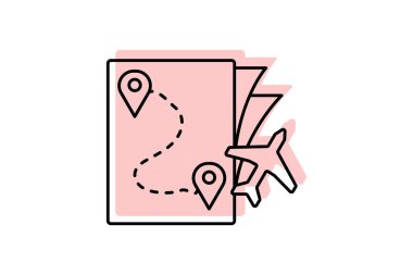 Güzergah simgesi, seyahat güzergahı, seyahat güzergahı, seyahat seyahat seyahat seyahat seyahat seyahat seyahat gezisi renk gölge ince simgesi, düzenlenebilir vektör simgesi, piksel mükemmel, illüstratör ai dosyası