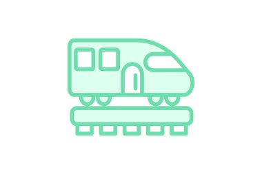 Tren simgesi, trenler, demiryolları, demiryolları, demiryolu taşımacılığı duotone hat simgesi, düzenlenebilir vektör simgesi, piksel mükemmel, illüstratör ai dosyası