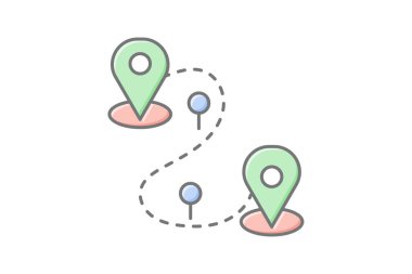 Hedef simge, varış noktaları, seyahat hedefleri, tatil varış noktaları, doğrusal renk simgesi, düzenlenebilir vektör simgesi, piksel mükemmel, illüstratör ai dosyası