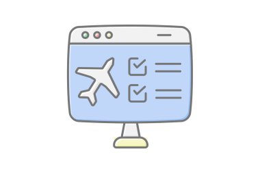 Check-in simgesi, seyahat girişi, uçuş girişi, otel girişi, araba kiralama kayıt çizelgesi renk simgesi, düzenlenebilir vektör simgesi, piksel mükemmel, illüstratör ai dosyası