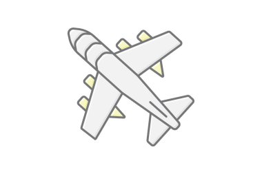 Uçak simgesi, uçaklar, uçak, ticari uçak, yolcu uçağı, yolcu uçağı lineal renk simgesi, düzenlenebilir vektör simgesi, piksel mükemmel, illüstratör ai dosyası