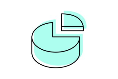 Pasta çizelgesi simgesi, pasta grafikleri, pasta grafikleri, turta diyagramı renk gölge ince simgesi, düzenlenebilir vektör simgesi, piksel mükemmel, illüstratör ai dosyası