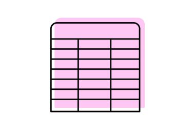 Tablo simgesi, tablolar, veri tablosu, veri tabloları, tablolar biçimi renk inceliği simgesi, düzenlenebilir vektör simgesi, piksel mükemmel, illüstratör ai dosyası